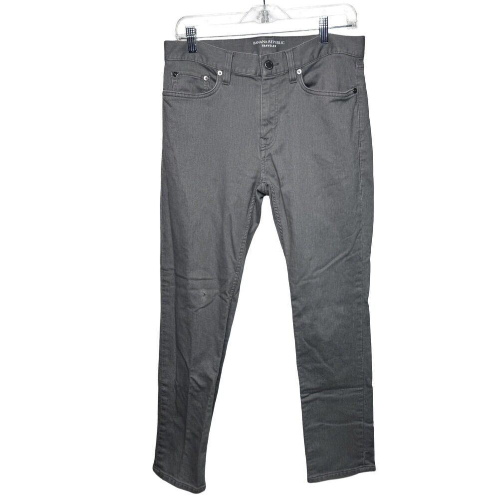 Banana Republic Jeans Men 31x30 Slim Fit Gray Traveler Casual Neutral Minimalist